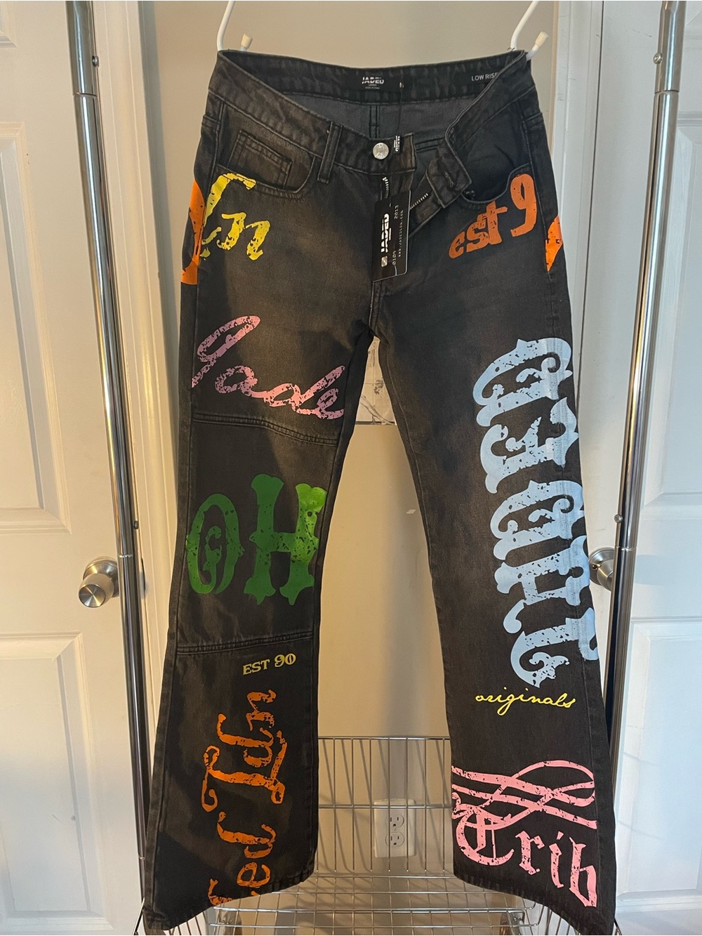 Jaded London printed low-rise jeans
